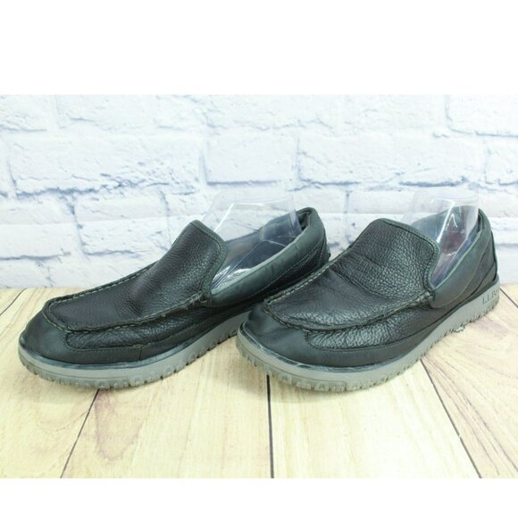 *LL Bean All Week Black Leather Slip On Moccasin Slipper Shoes Size 12.5 Inches - Picture 2 of 10